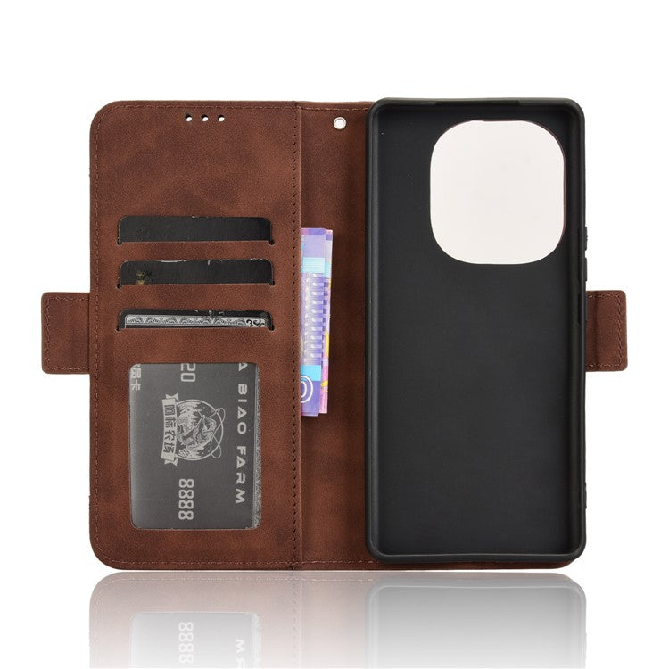 For vivo T3 Pro 5G / iQOO Z9s Pro 5G Leather Case Phone Wallet Cover with Multiple Card Slots - Brown