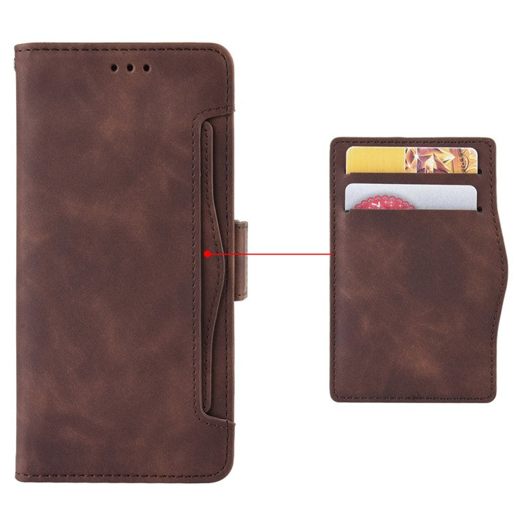 For vivo T3 Pro 5G / iQOO Z9s Pro 5G Leather Case Phone Wallet Cover with Multiple Card Slots - Brown