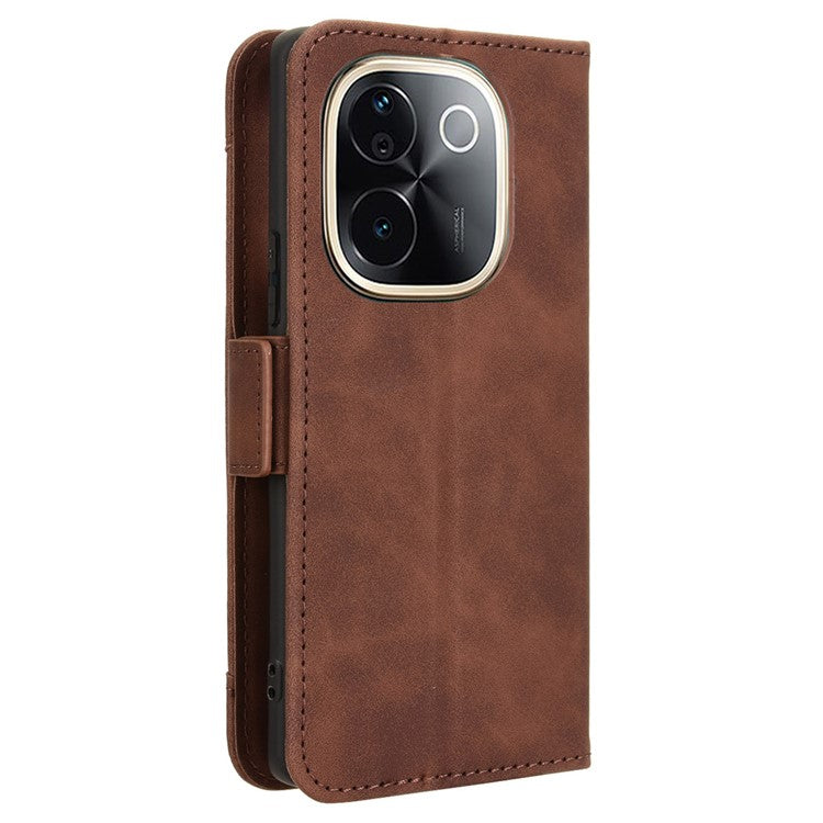 For vivo T3 Pro 5G / iQOO Z9s Pro 5G Leather Case Phone Wallet Cover with Multiple Card Slots - Brown