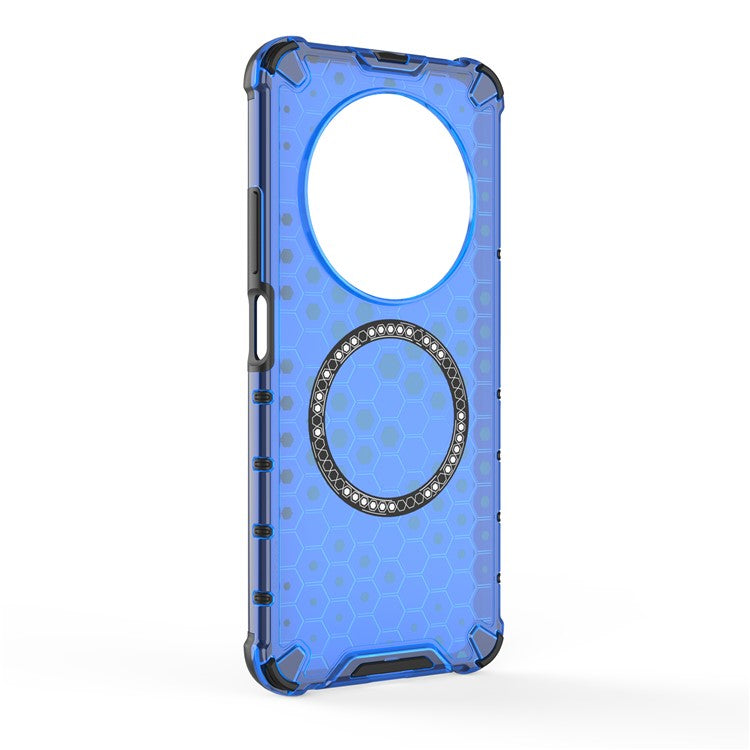 For Xiaomi Poco C75 4G / Redmi 14R 5G / 14C 4G Case Compatible with MagSafe Honeycomb Design TPU+PC Phone Cover - Blue