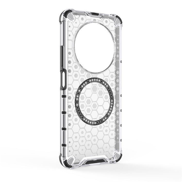 For Xiaomi Poco C75 4G / Redmi 14R 5G / 14C 4G Case Compatible with MagSafe Honeycomb Design TPU+PC Phone Cover - Transparent