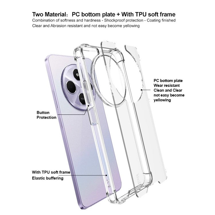 IMAK For Xiaomi Poco C75 4G / Redmi 14R 5G / 14C 4G / A4 5G Case PC+TPU Shockproof Clear Phone Cover