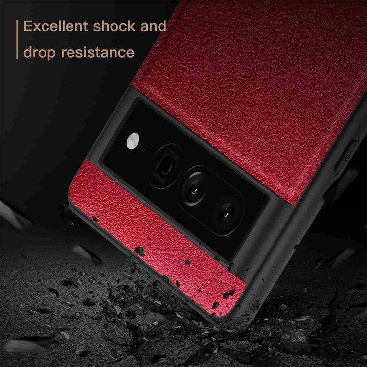 For Google Pixel 7 Pro Back Protective Case, Scratch Resistant Retro PU Leather Coated TPU+PC Phone Cover - Red