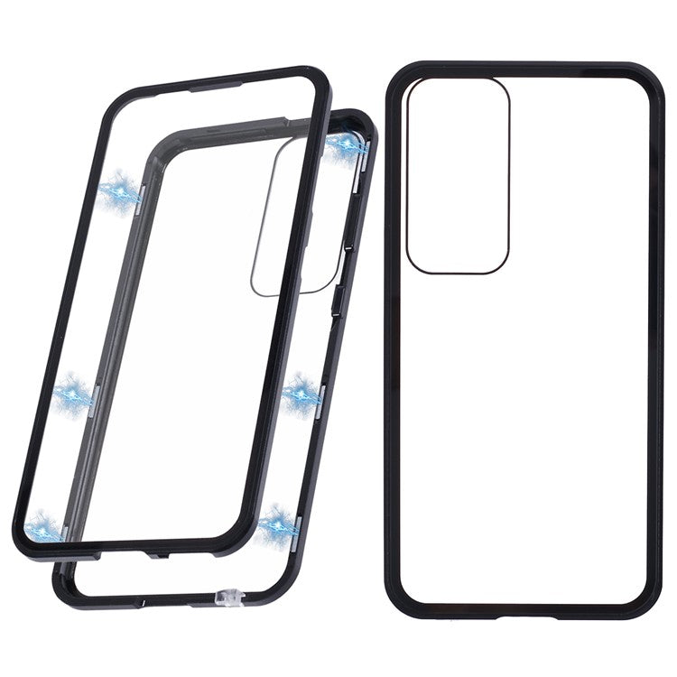 For Samsung Galaxy S25 Case Magnetic Full Protection Clear Phone Cover - Black