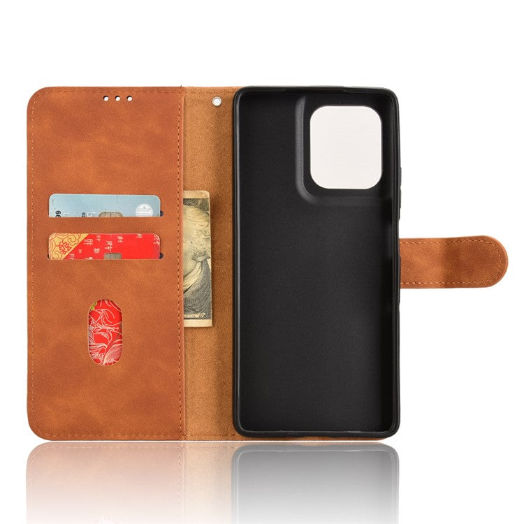 For Motorola Moto G75 5G Leather Case Skin-Feel Anti-Drop Wallet Flip Phone Cover - Brown