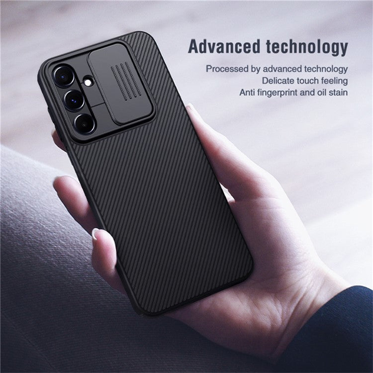 NILLKIN Camshield for Samsung Galaxy A16 5G Case Hard PC Twill Texture Phone Cover with Slide Camera Lid - Black