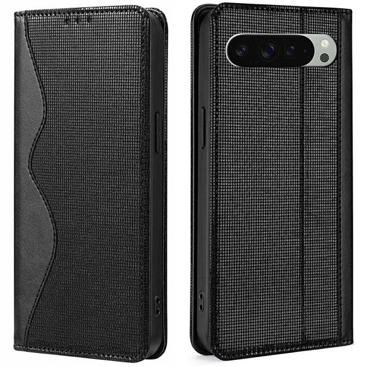 For Google Pixel 9 Pro XL Leather Case Wallet Stand Phone Cover with RFID Blocking - Black