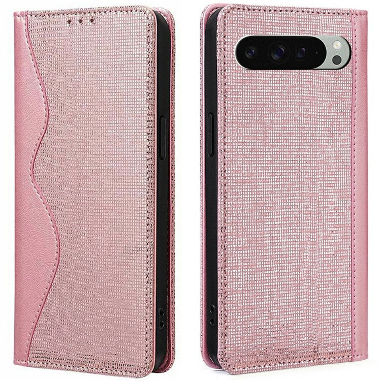 For Google Pixel 9 Pro XL Leather Case Wallet Stand Phone Cover with RFID Blocking - Rose Gold