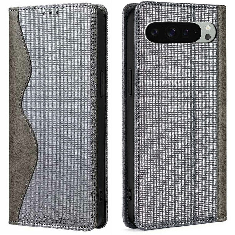 For Google Pixel 9 Pro XL Leather Case Wallet Stand Phone Cover with RFID Blocking - Grey