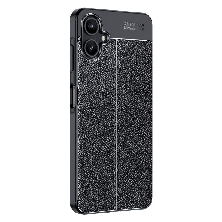 For Samsung Galaxy A06 Case Litchi Texture TPU Flexible Phone Cover, Black