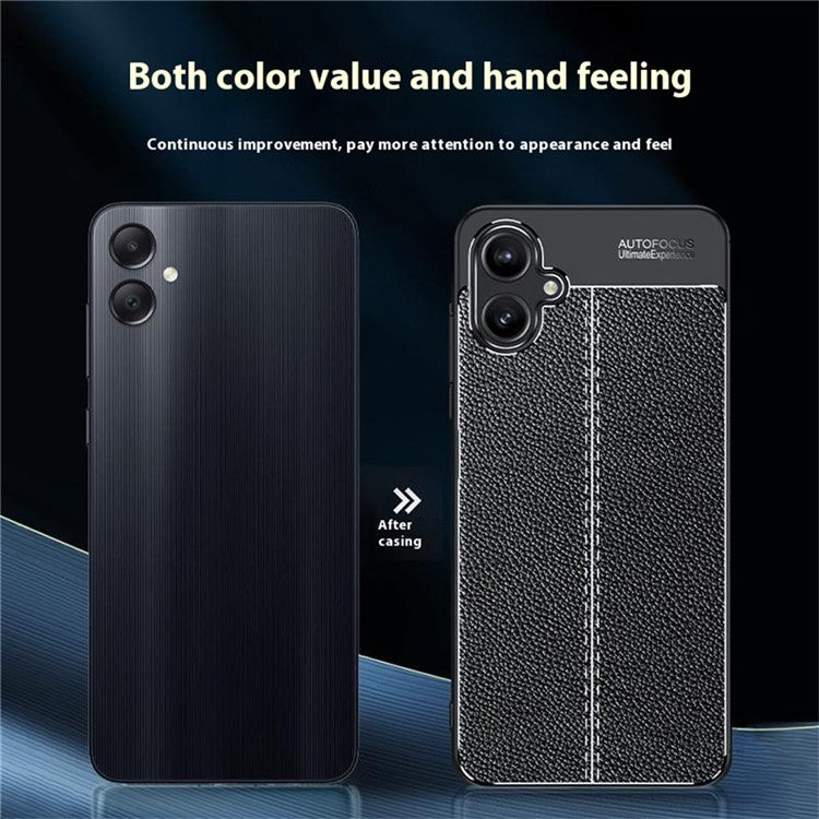 For Samsung Galaxy A06 Case Litchi Texture TPU Flexible Phone Cover, Black