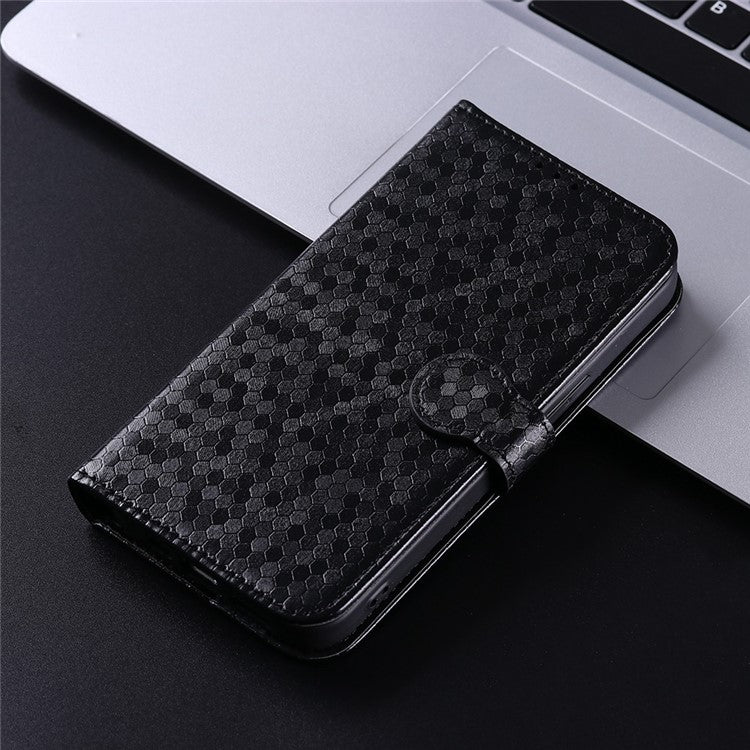 For vivo S15e 5G PU Leather Flip Phone Cover Dot Pattern Imprinted Wallet Stand Magnetic Phone Case with Strap - Black