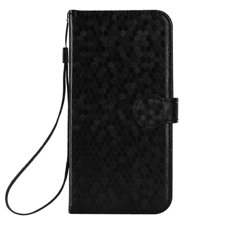 For vivo S15e 5G PU Leather Flip Phone Cover Dot Pattern Imprinted Wallet Stand Magnetic Phone Case with Strap - Black