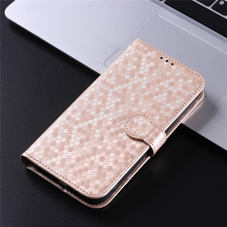 For vivo S15e 5G PU Leather Flip Phone Cover Dot Pattern Imprinted Wallet Stand Magnetic Phone Case with Strap - Rose Gold