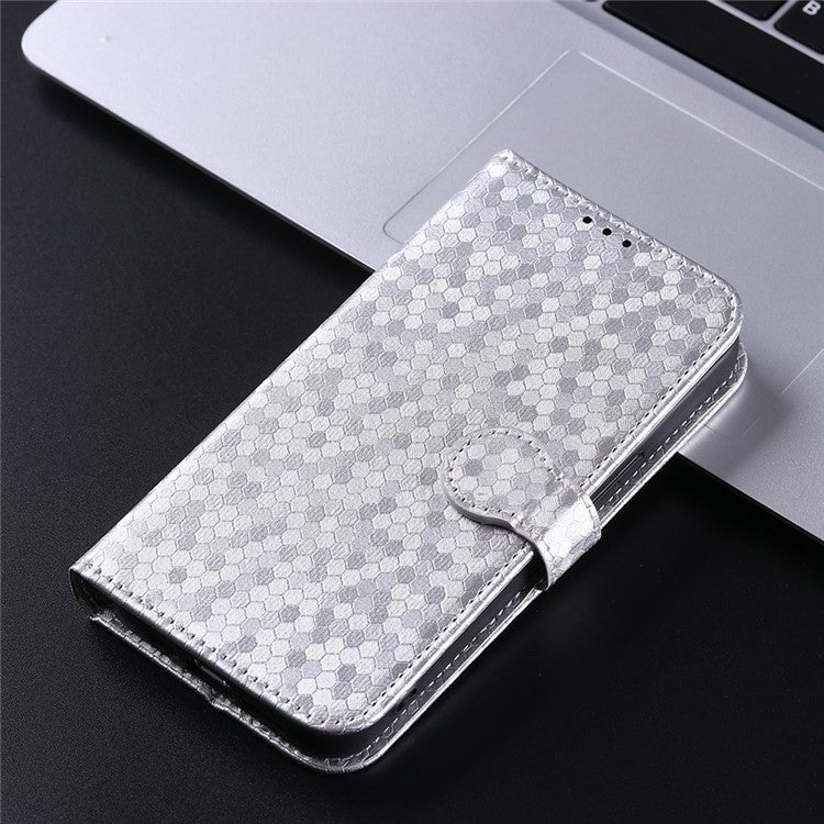 For vivo S15e 5G PU Leather Flip Phone Cover Dot Pattern Imprinted Wallet Stand Magnetic Phone Case with Strap - Silver