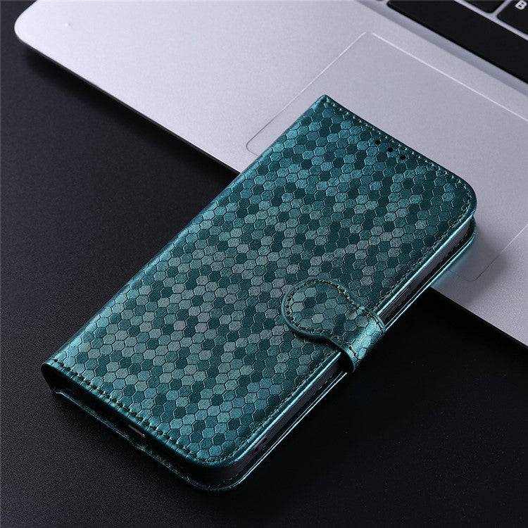 For vivo S15e 5G PU Leather Flip Phone Cover Dot Pattern Imprinted Wallet Stand Magnetic Phone Case with Strap - Green