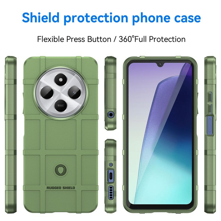 For Xiaomi Poco C75 4G / Redmi 14R 5G / 14C 4G Case Grid Design Soft TPU Scratch-Proof Phone Cover - Green