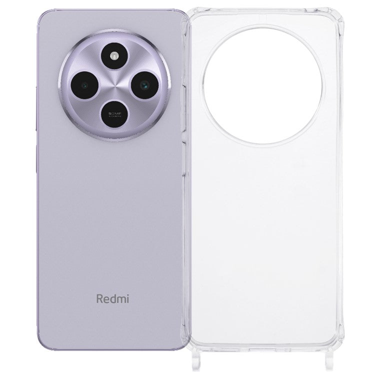 PC+TPU Case For Xiaomi Redmi 14C 4G / 14R 5G / Poco C75 4G 1.5mm Clear Phone Cover with Lanyard Holes