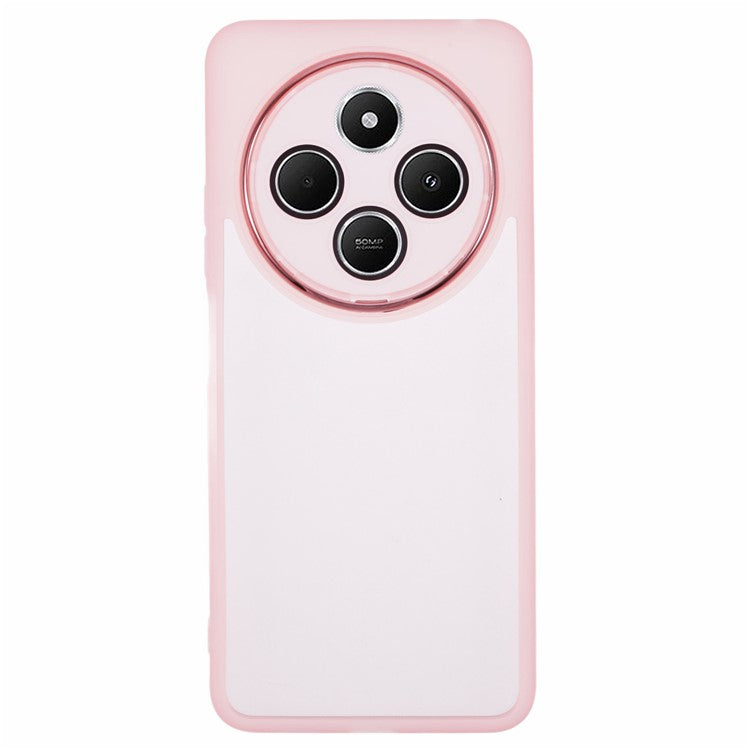 TPU Case For Xiaomi Redmi 14C 4G / 14R 5G / Poco C75 4G Electroplated Camera Frame Phone Cover - Transparent Pink