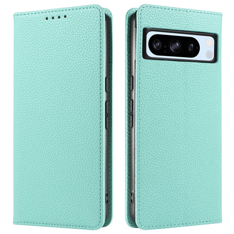 For Google Pixel 8 Pro Case RFID Blocking Strong Magnetic Leather Wallet Phone Cover - Mint Green