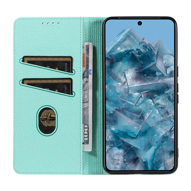 For Google Pixel 8 Pro Case RFID Blocking Strong Magnetic Leather Wallet Phone Cover - Mint Green