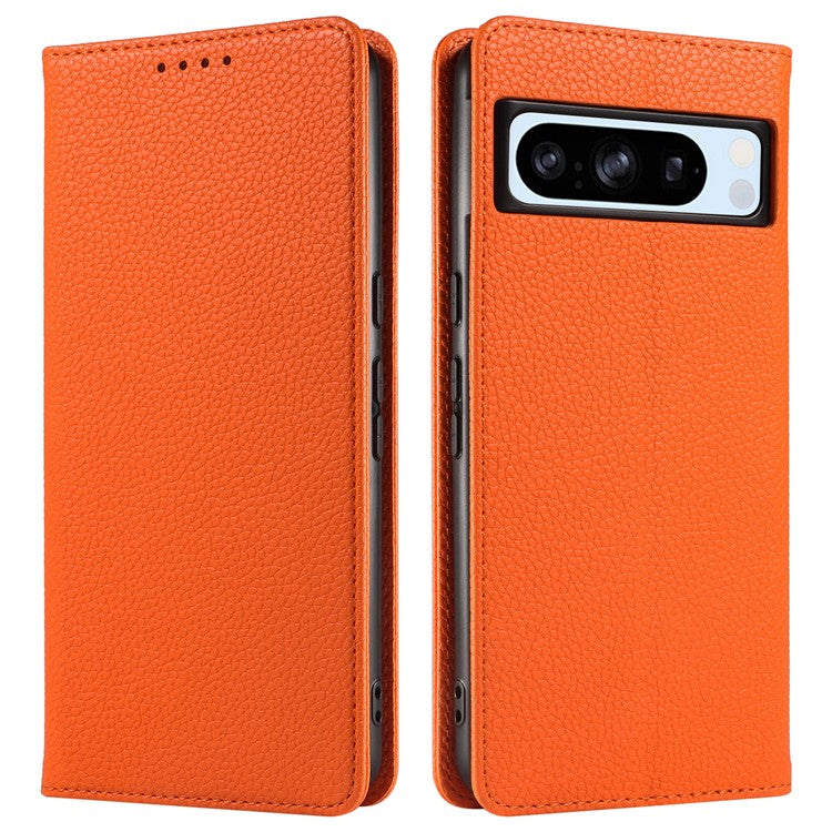 For Google Pixel 8 Pro Case RFID Blocking Strong Magnetic Leather Wallet Phone Cover - Orange