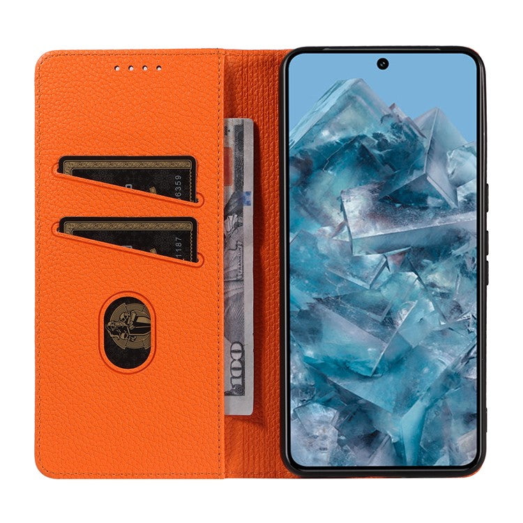 For Google Pixel 8 Pro Case RFID Blocking Strong Magnetic Leather Wallet Phone Cover - Orange