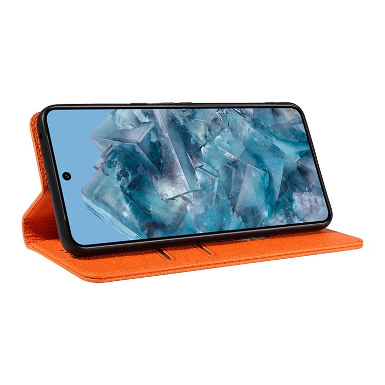 For Google Pixel 8 Pro Case RFID Blocking Strong Magnetic Leather Wallet Phone Cover - Orange