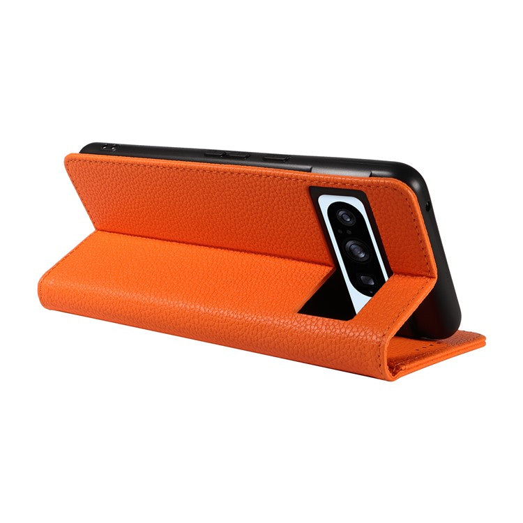 For Google Pixel 8 Pro Case RFID Blocking Strong Magnetic Leather Wallet Phone Cover - Orange