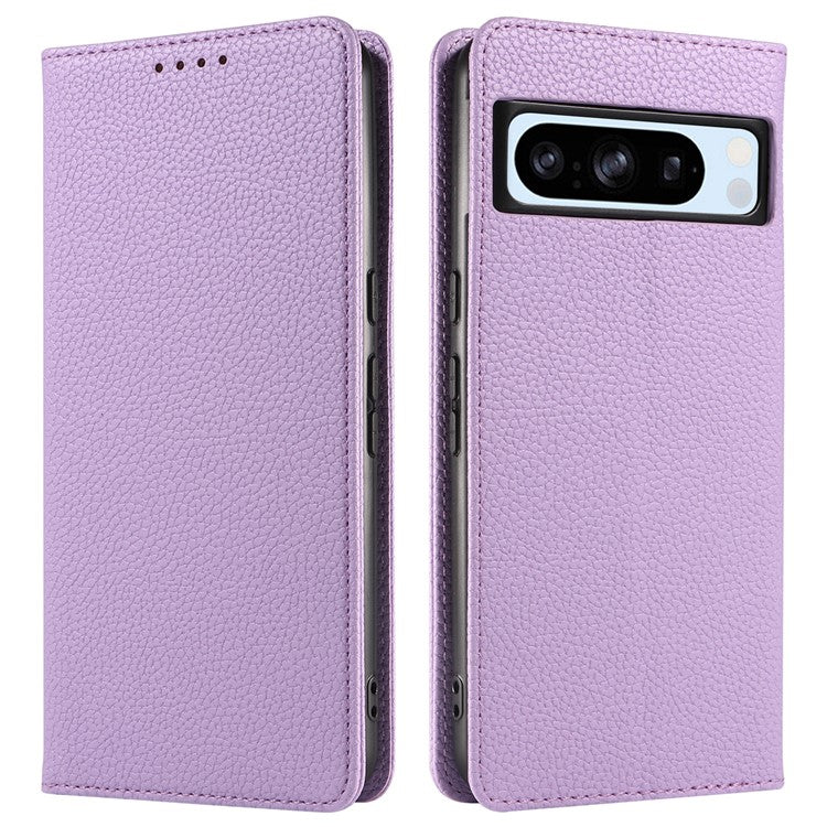 For Google Pixel 8 Pro Case RFID Blocking Strong Magnetic Leather Wallet Phone Cover - Purple