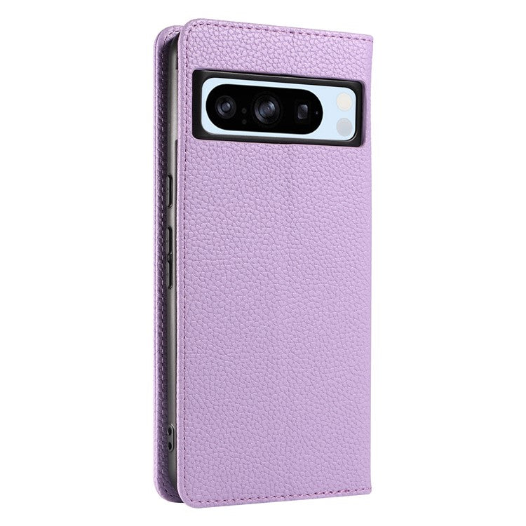 For Google Pixel 8 Pro Case RFID Blocking Strong Magnetic Leather Wallet Phone Cover - Purple