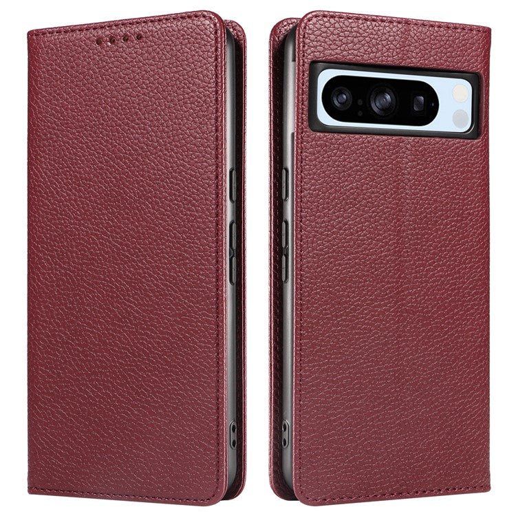 For Google Pixel 8 Pro Case RFID Blocking Strong Magnetic Leather Wallet Phone Cover - Wine Red