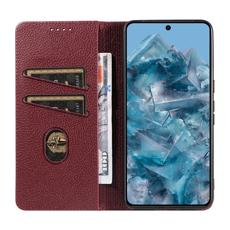 For Google Pixel 8 Pro Case RFID Blocking Strong Magnetic Leather Wallet Phone Cover - Wine Red