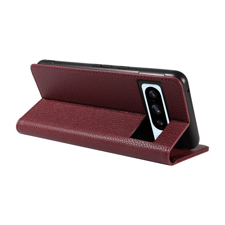 For Google Pixel 8 Pro Case RFID Blocking Strong Magnetic Leather Wallet Phone Cover - Wine Red