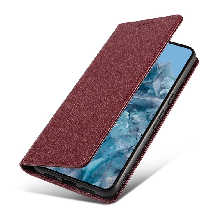 For Google Pixel 8 Pro Case RFID Blocking Strong Magnetic Leather Wallet Phone Cover - Wine Red