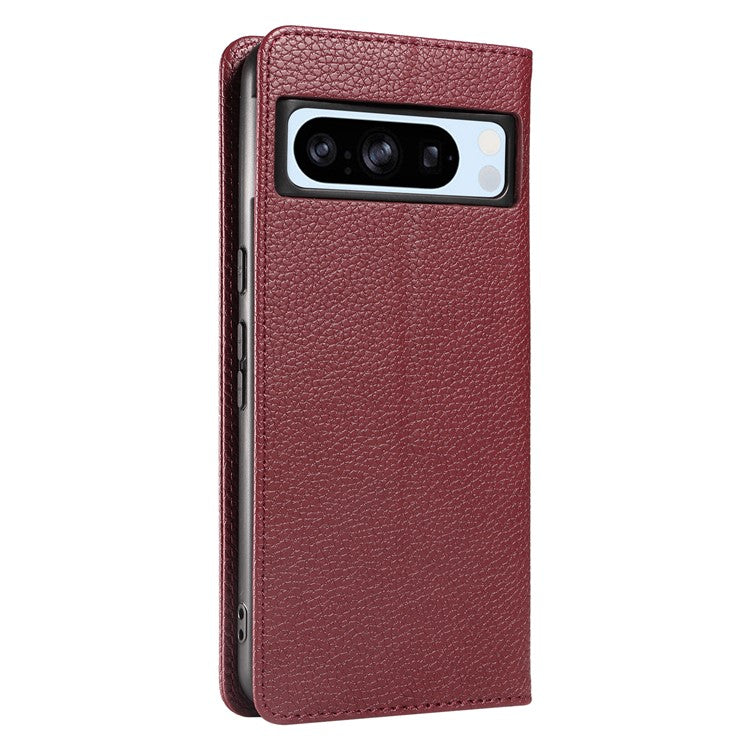 For Google Pixel 8 Pro Case RFID Blocking Strong Magnetic Leather Wallet Phone Cover - Wine Red