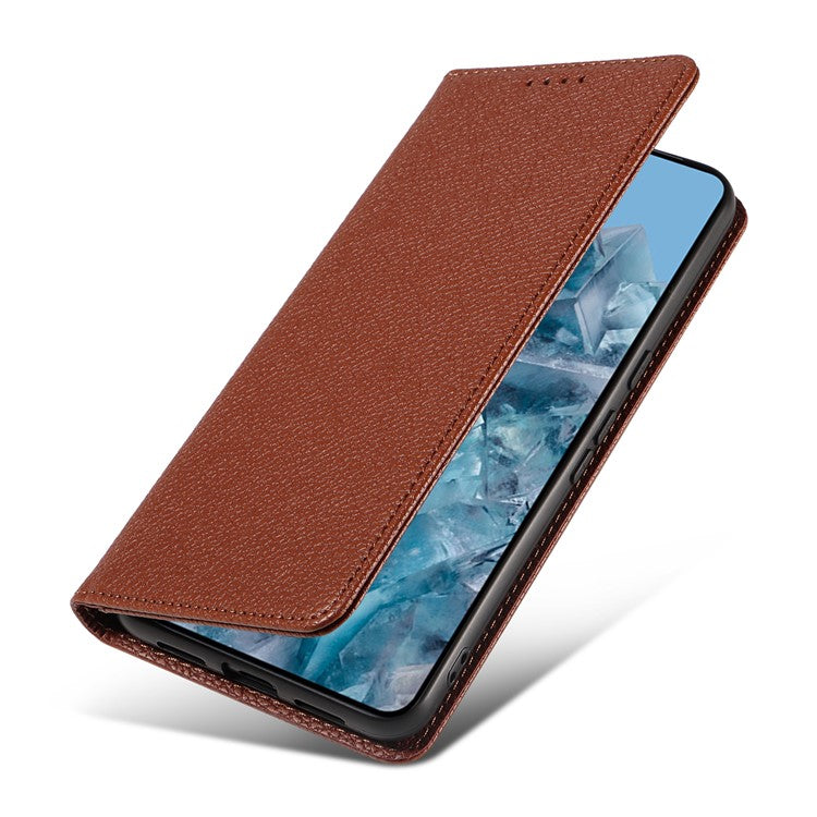 For Google Pixel 8 Pro Case RFID Blocking Strong Magnetic Leather Wallet Phone Cover - Brown