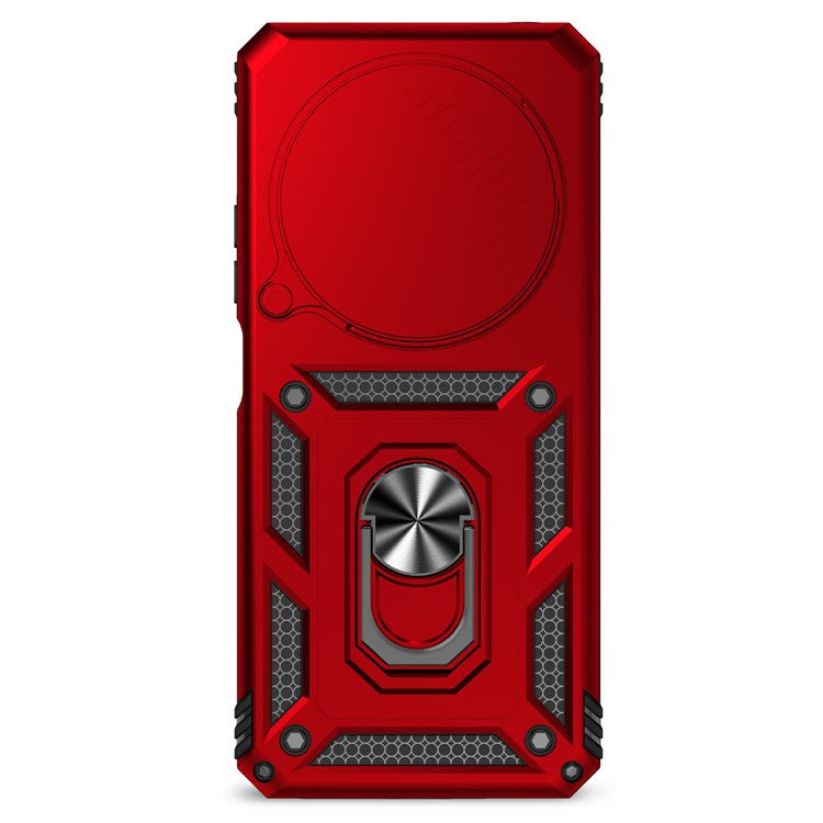 Phone Case For Xiaomi Redmi 14R 5G / 14C 4G / Poco C75 4G PC + TPU Phone Cover with Lens Protection Kickstand - Red