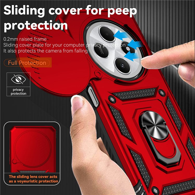 Phone Case For Xiaomi Redmi 14R 5G / 14C 4G / Poco C75 4G PC + TPU Phone Cover with Lens Protection Kickstand - Red