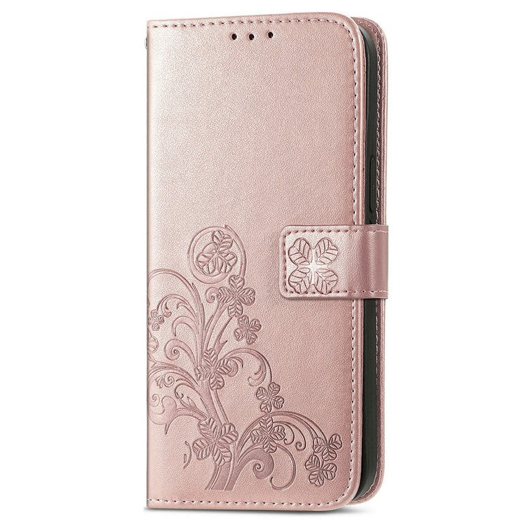 For Google Pixel 9 Pro XL Leather Case Four-Leaf Clover Wallet Phone Cover - Rose Gold