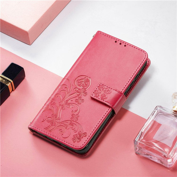 For Google Pixel 9 Pro XL Leather Case Four-Leaf Clover Wallet Phone Cover - Rose