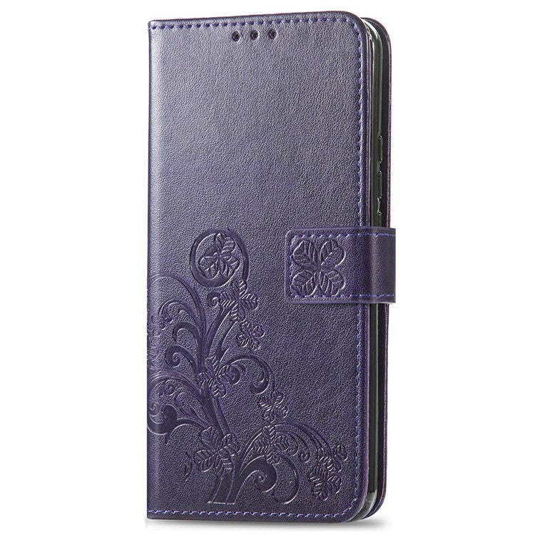 For Google Pixel 9 Pro XL Leather Case Four-Leaf Clover Wallet Phone Cover - Purple