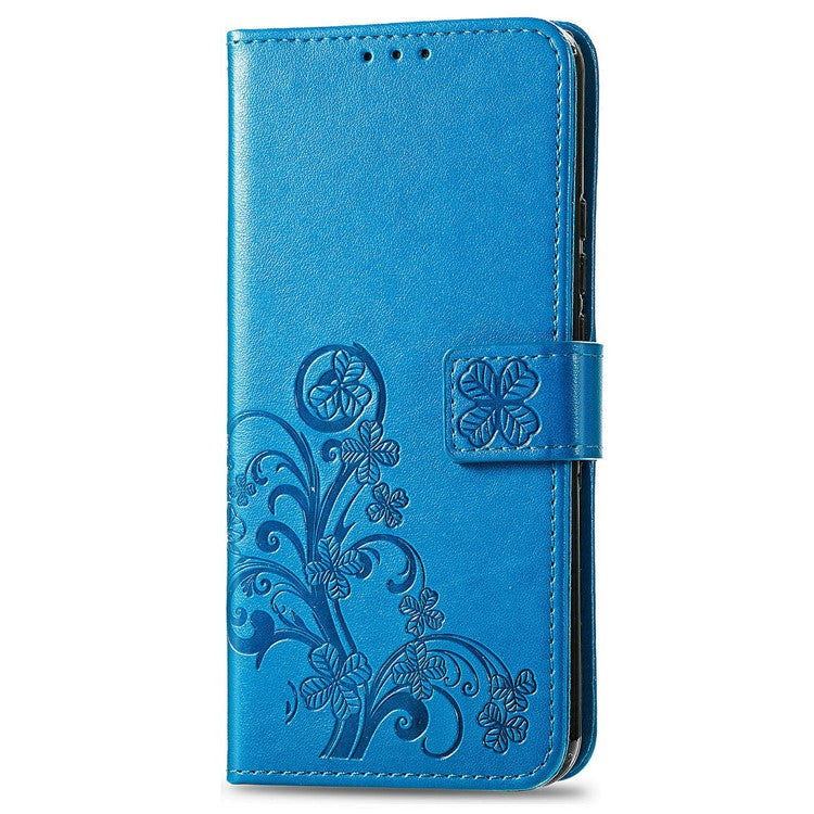 For Google Pixel 9 Pro XL Leather Case Four-Leaf Clover Wallet Phone Cover - Blue