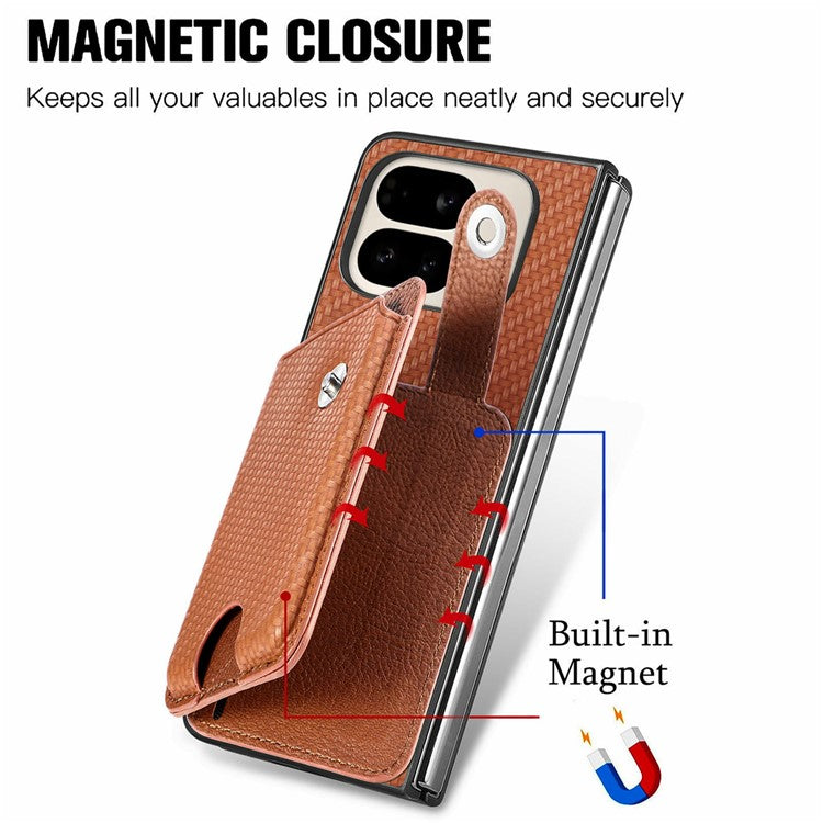 For Google Pixel 9 Pro Fold 5G Case Card Holder Leather Back Cover with Card Knife - Brown