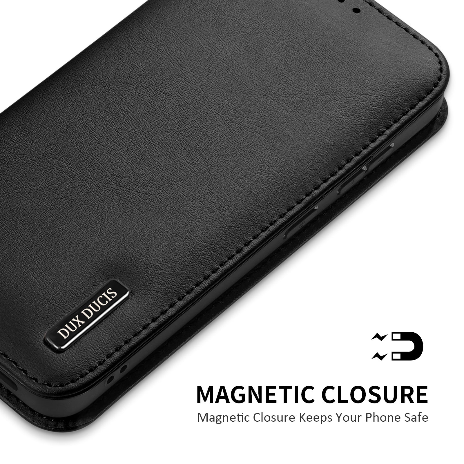 For Samsung Galaxy S25 Case DUX DUCIS Hivo Series Cowhide Leather RFID Blocking Wallet Stand Flip Phone Cover - Black