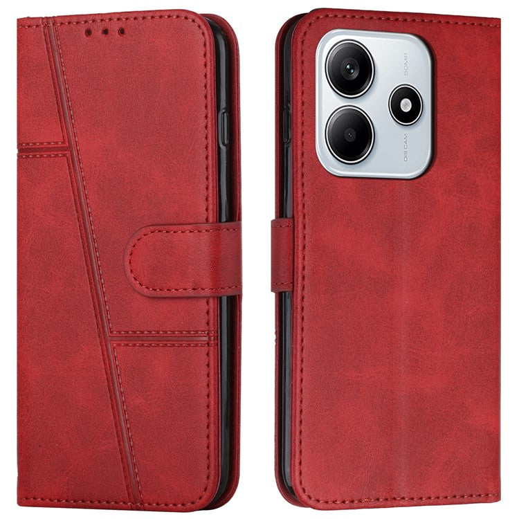 For Xiaomi Redmi Note 14 5G Case Stand Flip Protective Leather Phone Cover - Red