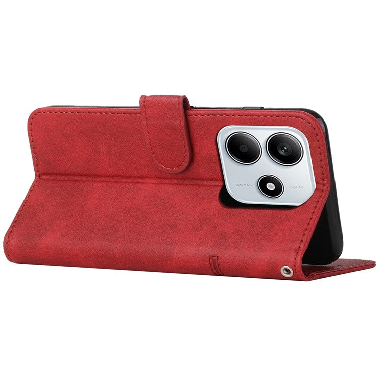 For Xiaomi Redmi Note 14 5G Case Stand Flip Protective Leather Phone Cover - Red