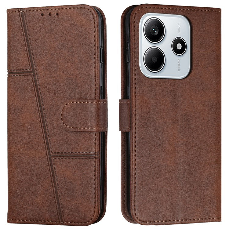 For Xiaomi Redmi Note 14 5G Case Stand Flip Protective Leather Phone Cover - Brown