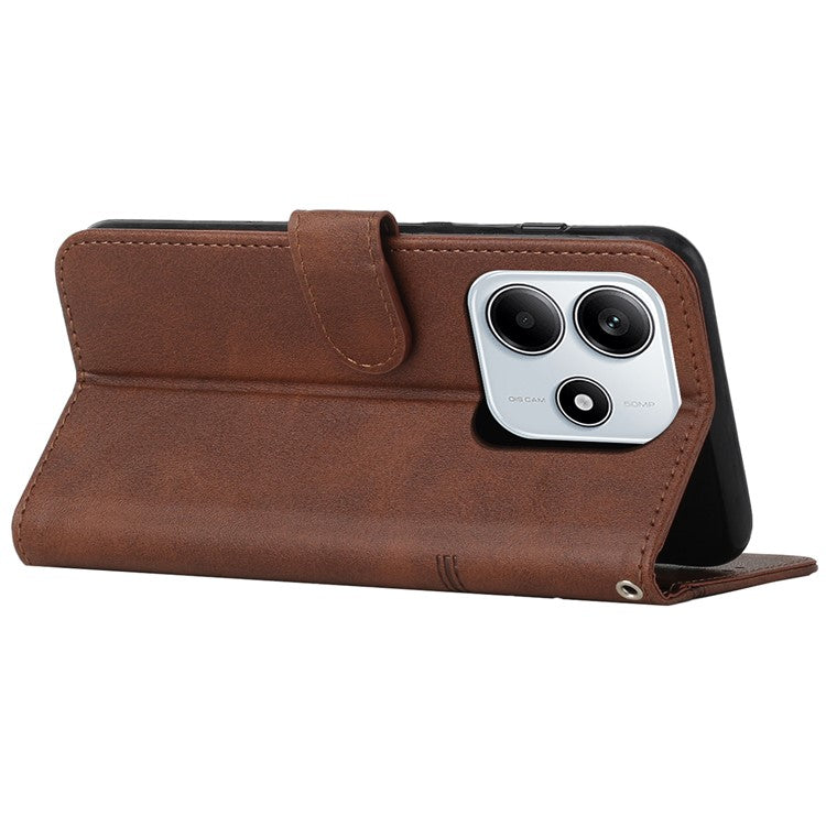 For Xiaomi Redmi Note 14 5G Case Stand Flip Protective Leather Phone Cover - Brown