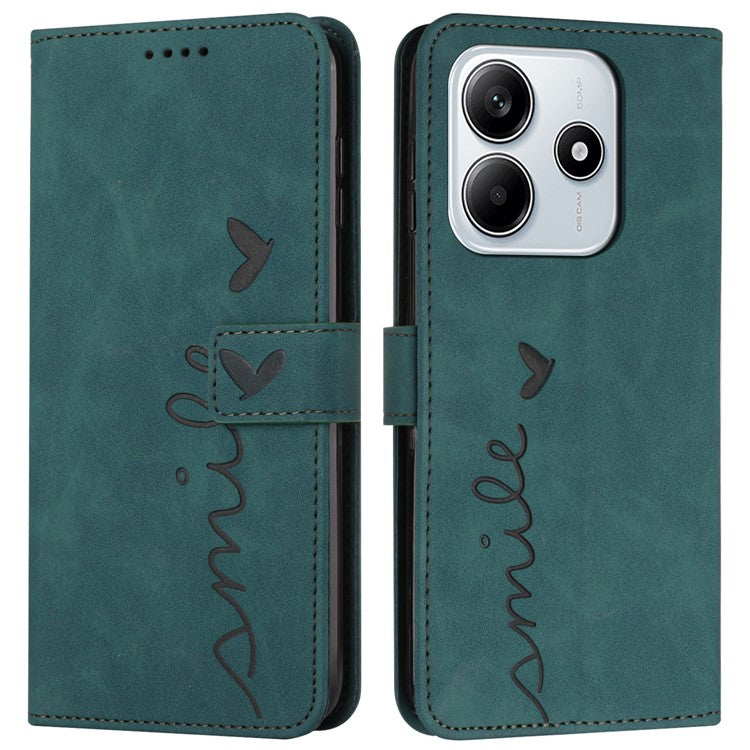 For Xiaomi Redmi Note 14 5G Case Viewing Stand PU Leather Phone Cover Imprinted Pattern - Green